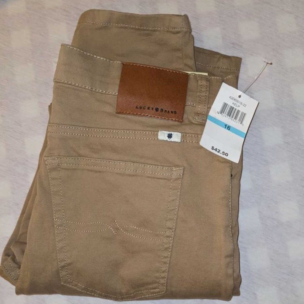 Lucky Brand Stretch Twill Pants for Boys' 5-pocket trouser sz 16 NWT